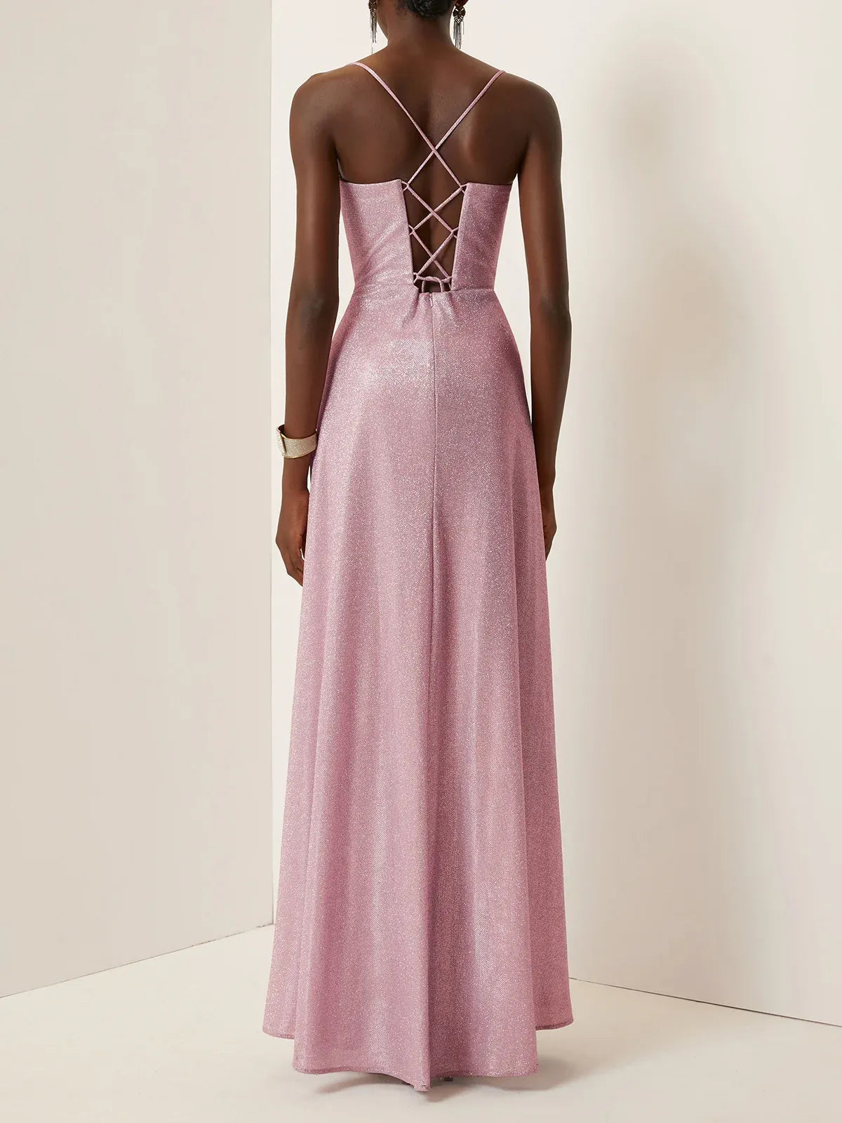 Charming A-Line Spaghetti Straps Sleeveless Lace Up Floor-Length Evening Dress