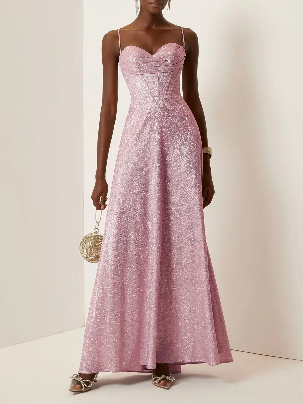 Charming A-Line Spaghetti Straps Sleeveless Lace Up Floor-Length Evening Dress