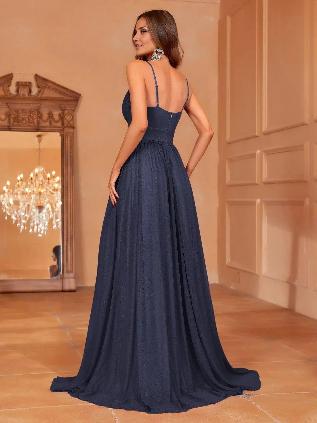 Charming A-Line Spaghetti Straps Sleeveless Zipper Up Floor-Length Prom Dress