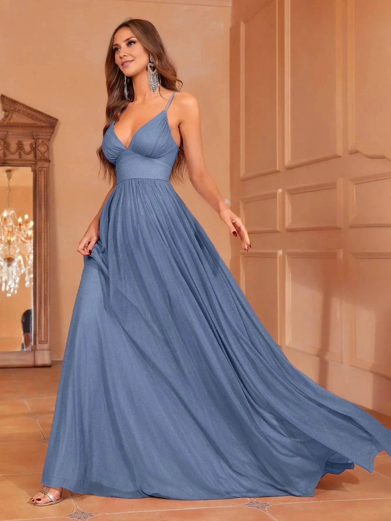 Charming A-Line Spaghetti Straps Sleeveless Zipper Up Floor-Length Prom Dress