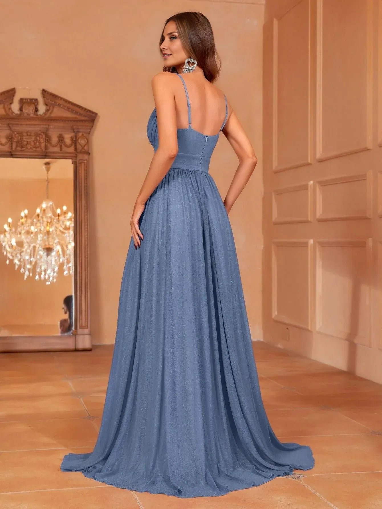 Charming A-Line Spaghetti Straps Sleeveless Zipper Up Floor-Length Prom Dress