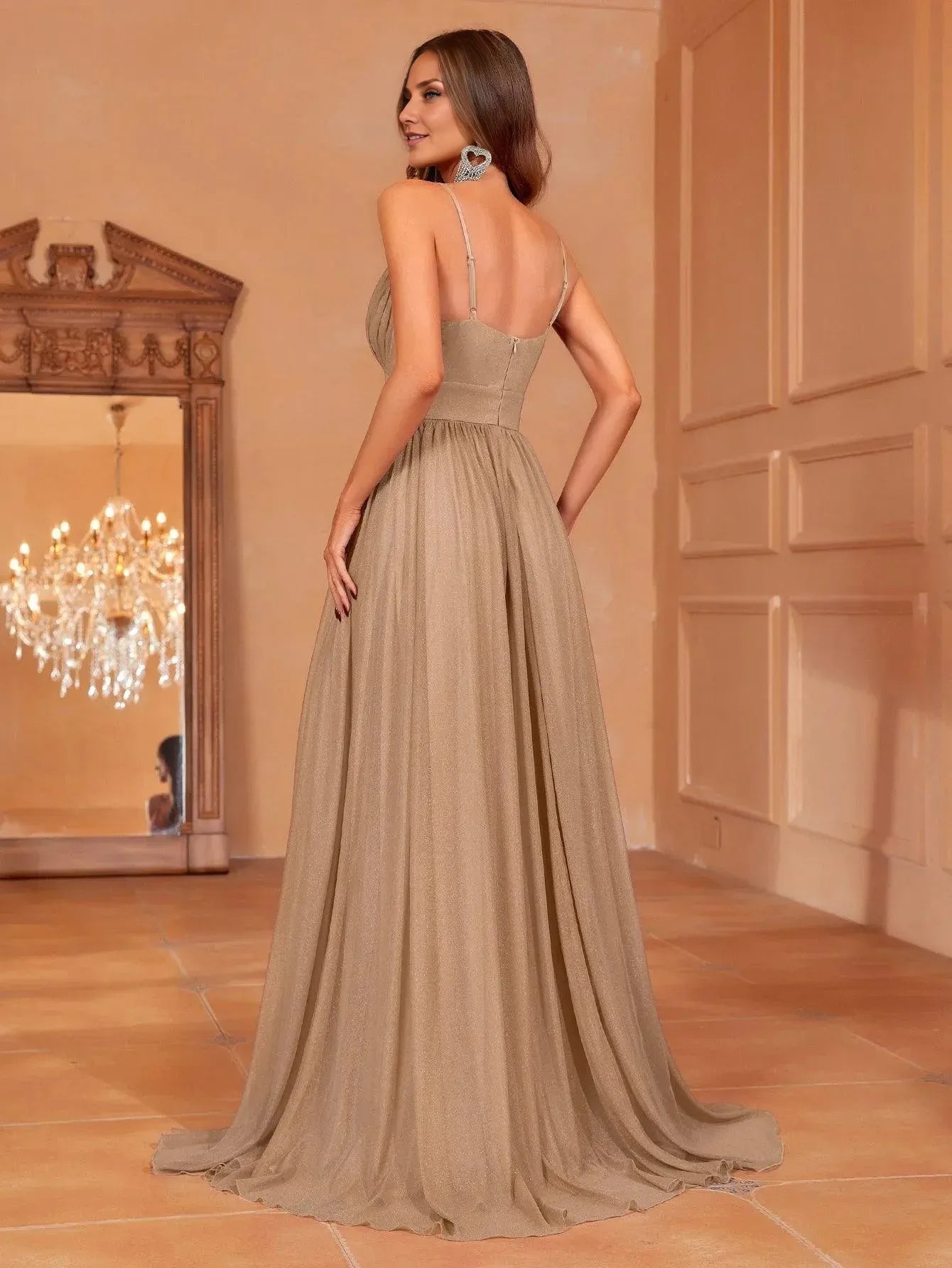 Charming A-Line Spaghetti Straps Sleeveless Zipper Up Floor-Length Prom Dress