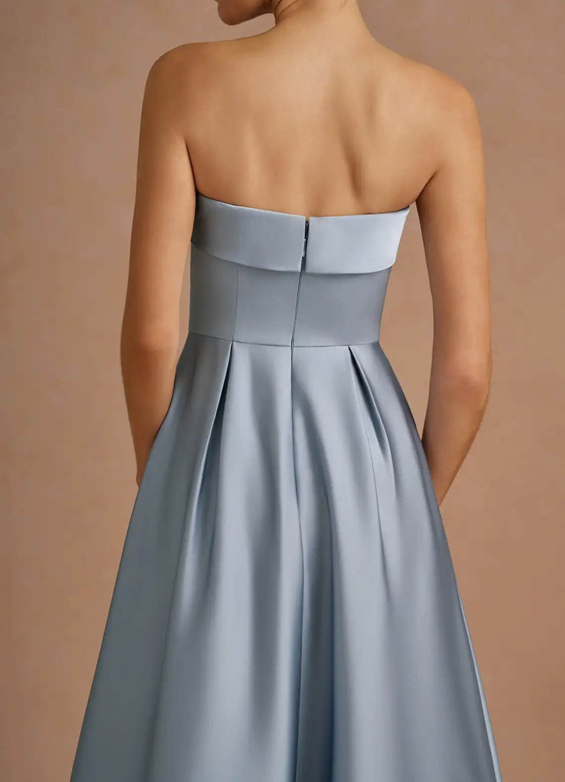 Charming A-Line Strapless Neck Sleeveless Backless Tea-Length Evening Dress