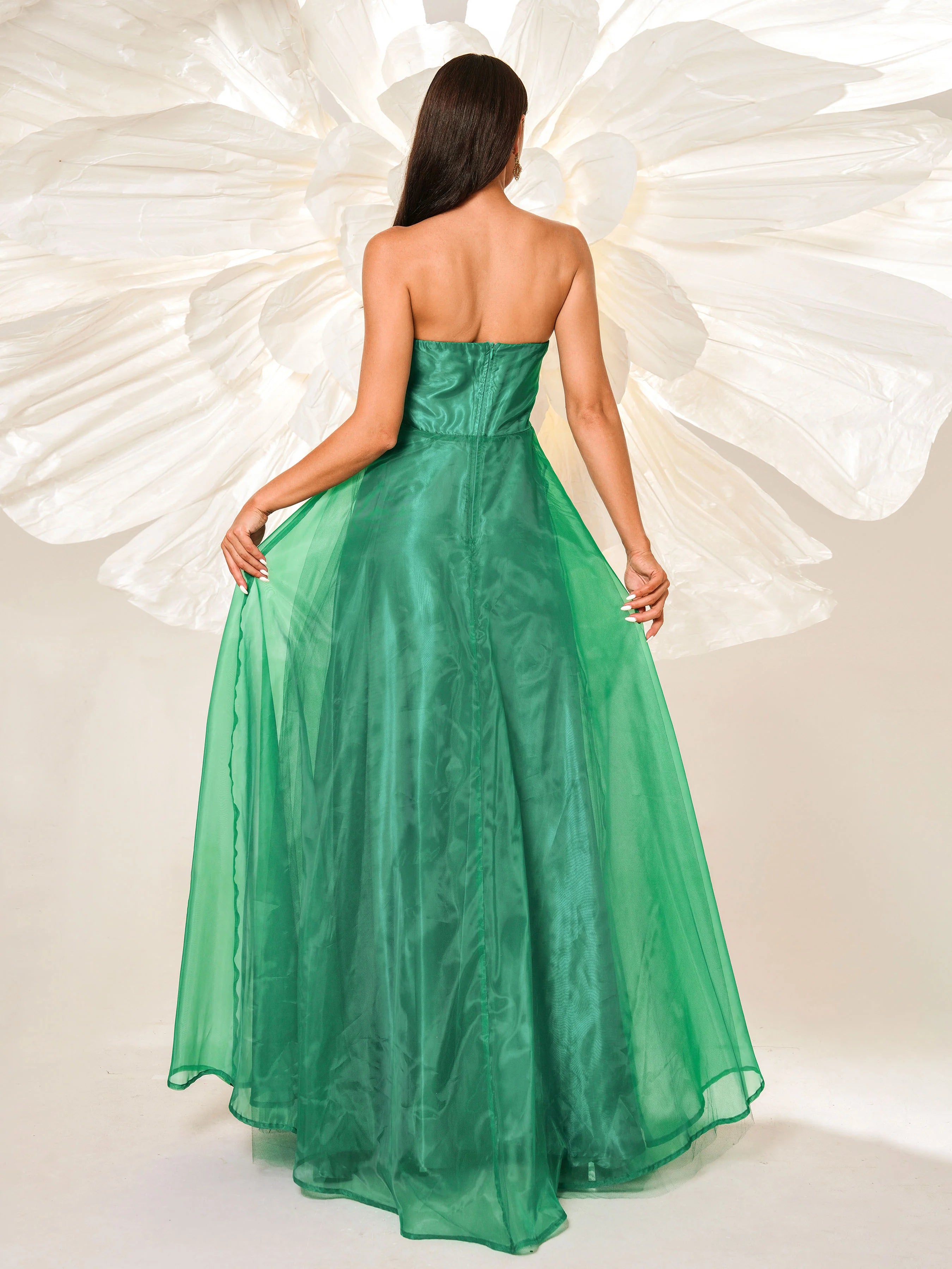 Charming A-line Strapless Neck Sleeveless Back Zip Floor-Length Prom Dress