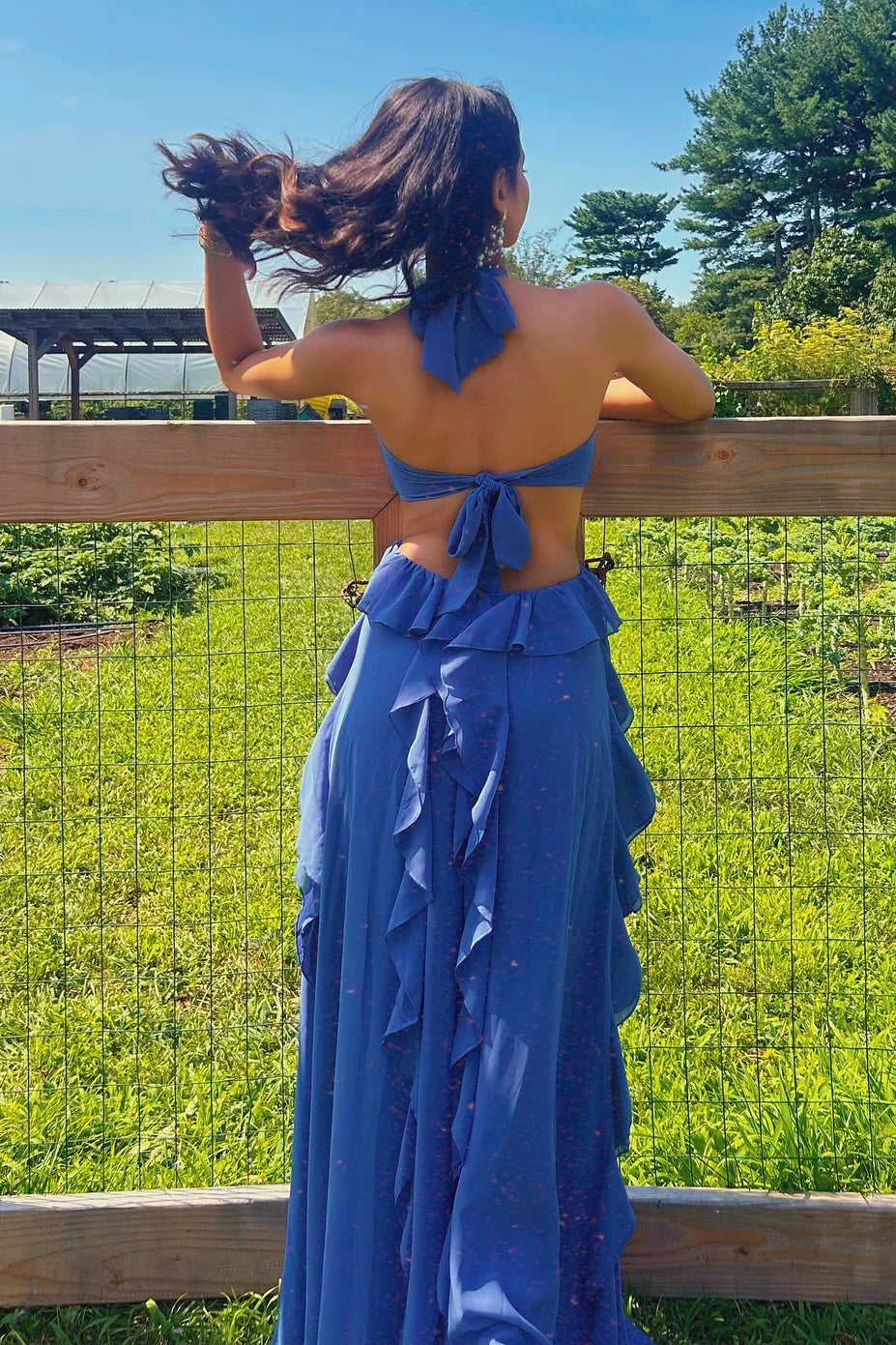 Charming A Line Halter Neck Sleeveless Lace Up Floor-Length Prom Dress