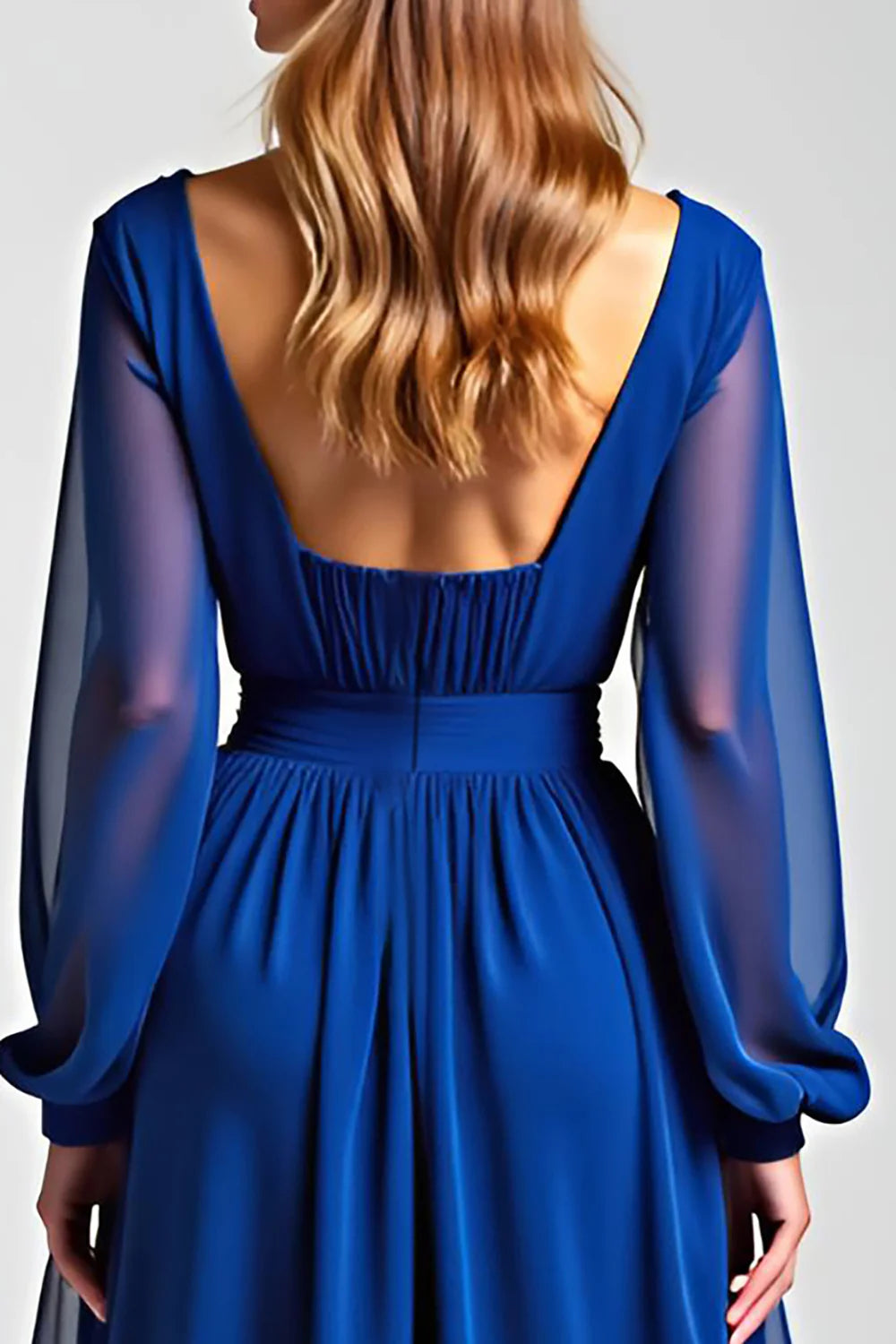 Charming A Line Illusion Neck Long Sleeve Backless Sweep/Brush Train Mother of the Bride Dress