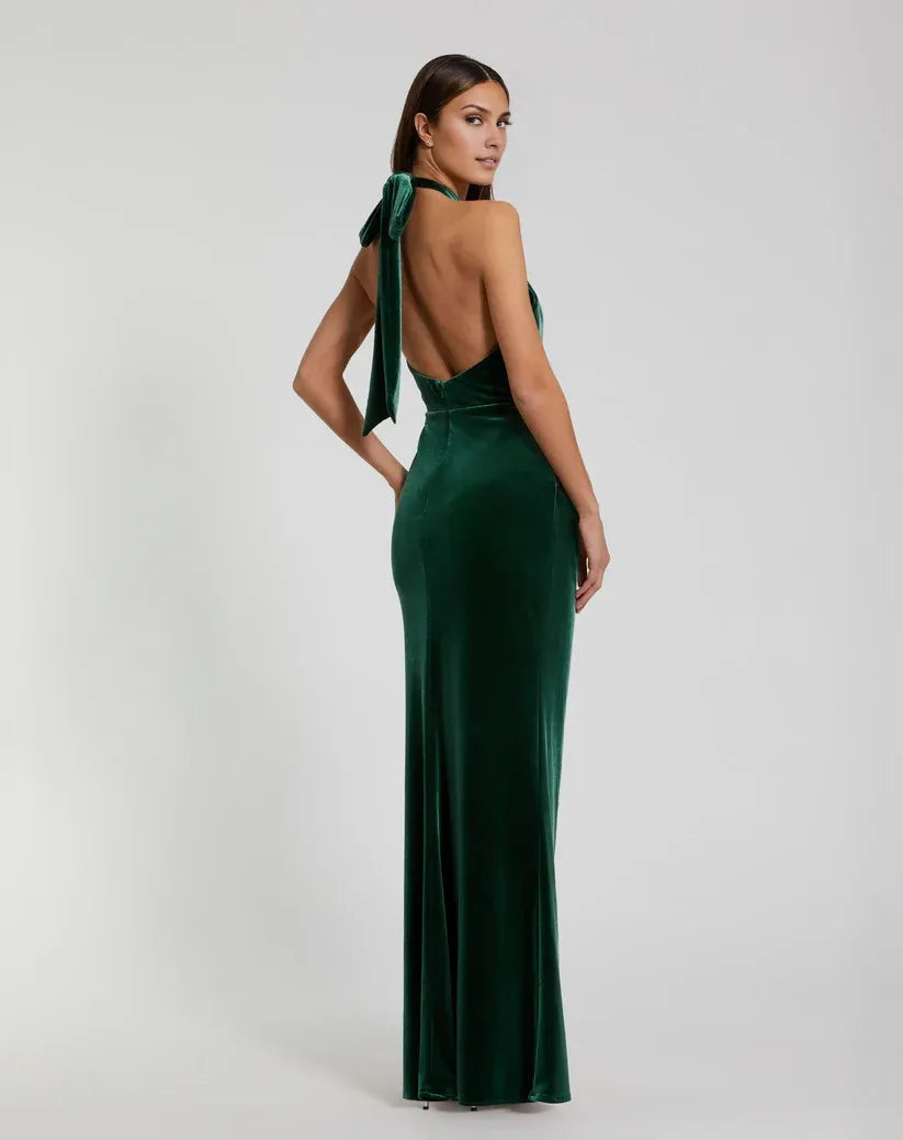 Charming Column Twist Neck Sleeveless Zipper Up Floor-Length Prom Dress