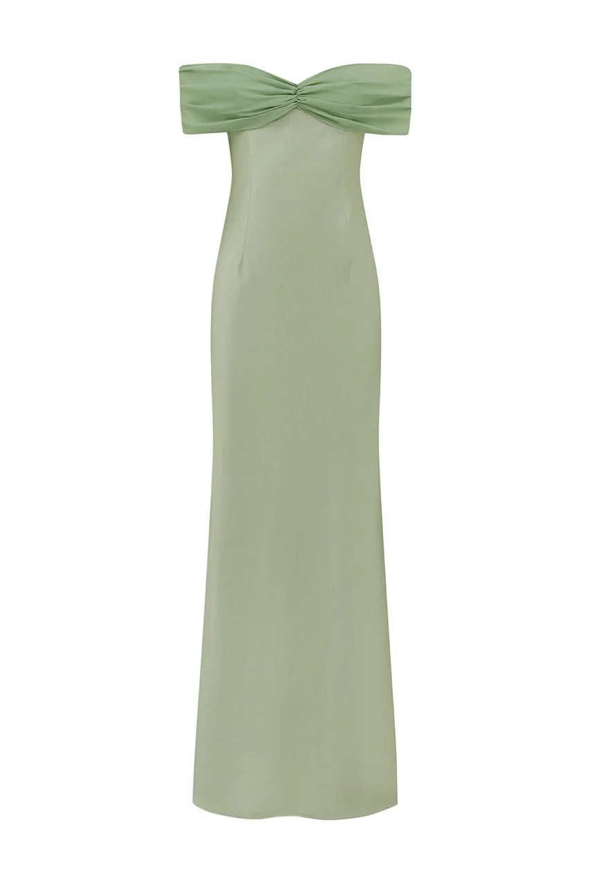 Charming Fitted Off The Shoulder Sleeveless Pleated Satin Floor-Length Prom Dress