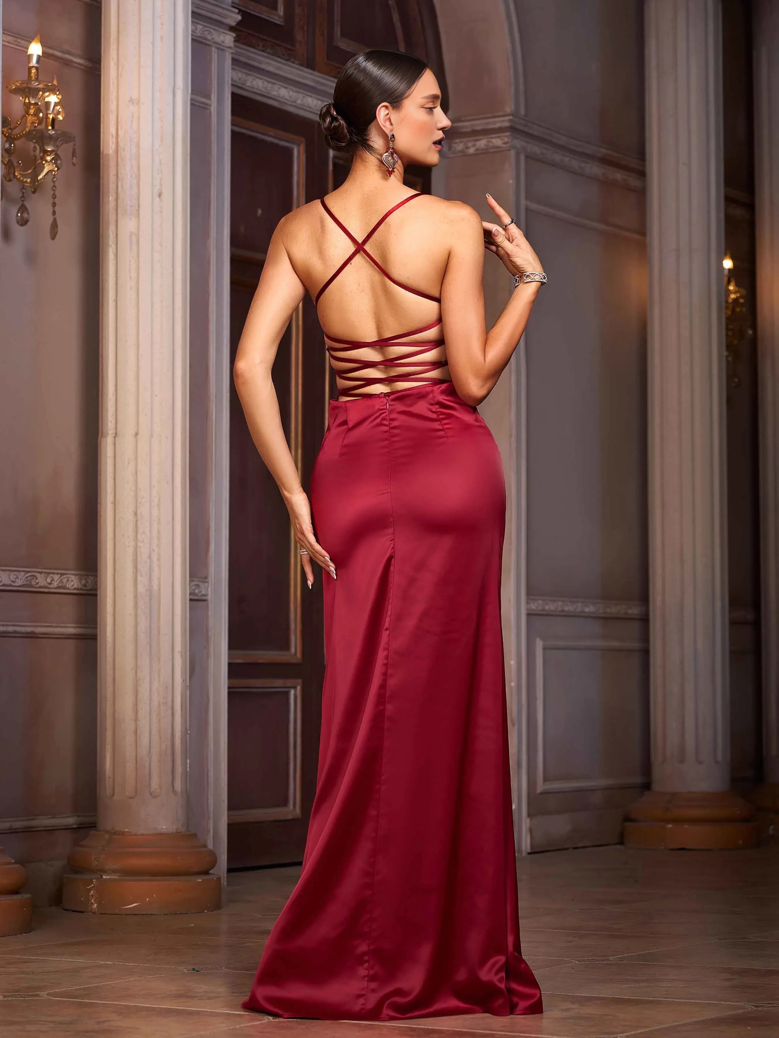 Charming Mermaid Spaghetti Straps Sleeveless Backless Floor-Length Prom Dress