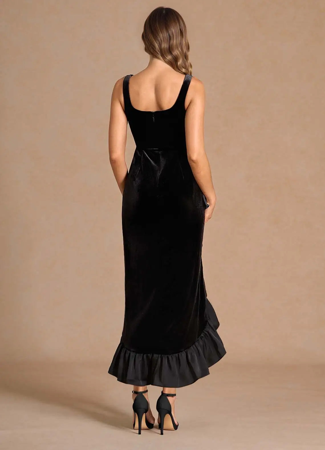Charming Mermaid Square Neck Sleeveless Backless Ankle-Length Evening Dress