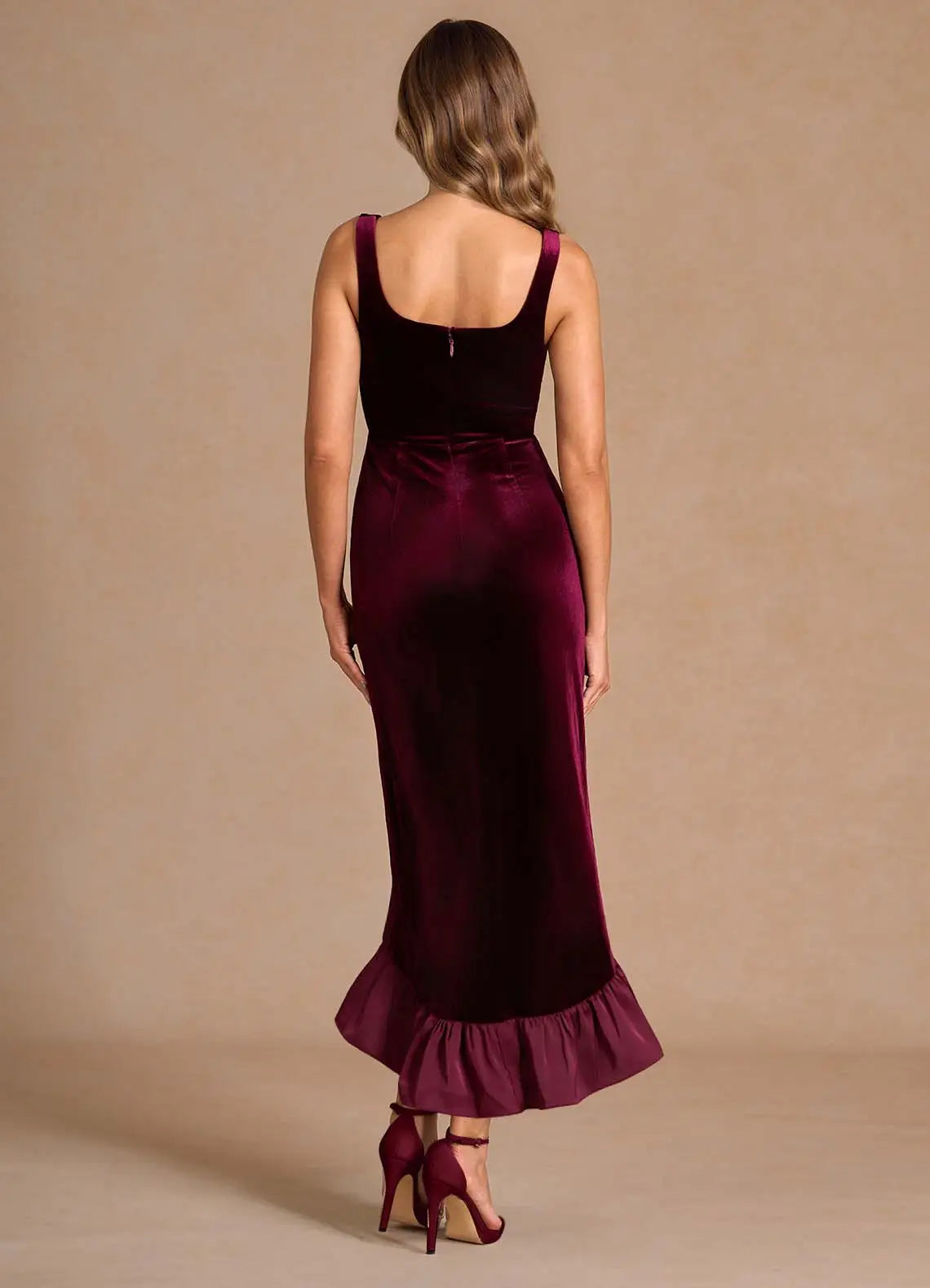 Charming Mermaid Square Neck Sleeveless Backless Ankle-Length Evening Dress