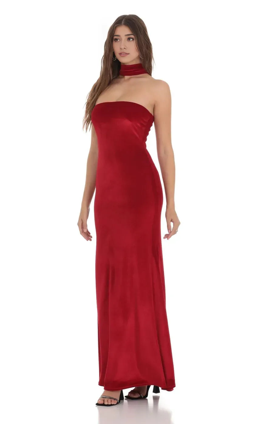 Charming Mermaid/Trumpet Reverse Halter Neck Sleeveless Zipper Up Floor-Length Prom Dress