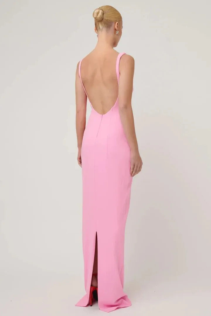 Charming Sheath/Column Boat Neck Sleeveless Backless Floor-Length Prom Dress