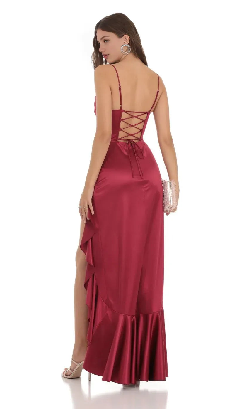 Charming Sheath/Column Cowl Neck Sleeveless Lace Up Floor-Length Prom Dress