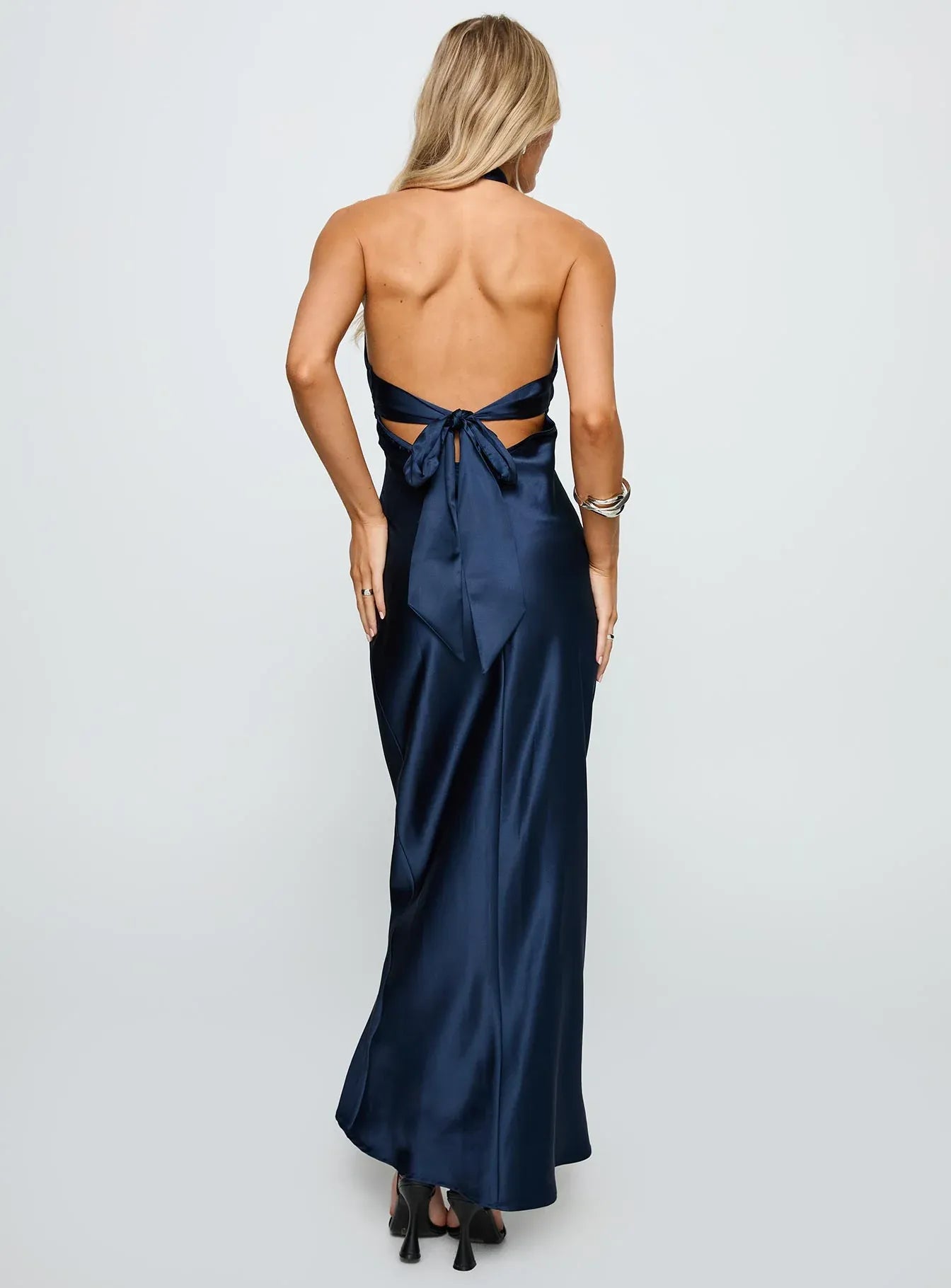 Charming Sheath/Column Halter Neck Sleeveless Backless Floor-Length Prom Dress