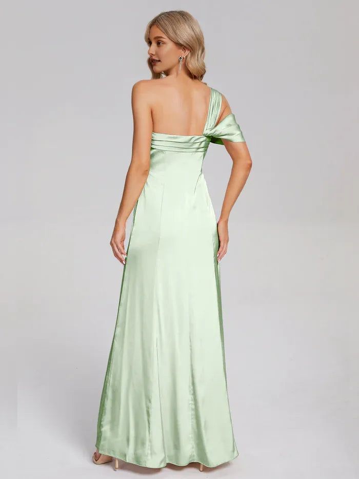 Charming Sheath/Column One Shoulder Sleeveless Backless Floor-Length Prom Dress