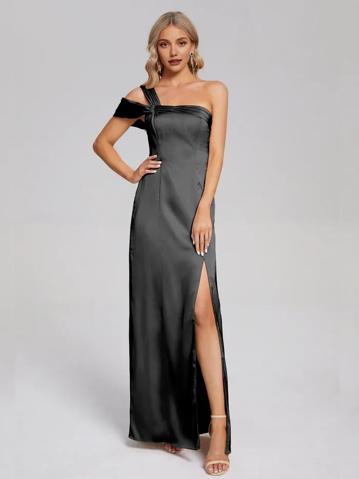 Charming Sheath/Column One Shoulder Sleeveless Backless Floor-Length Prom Dress