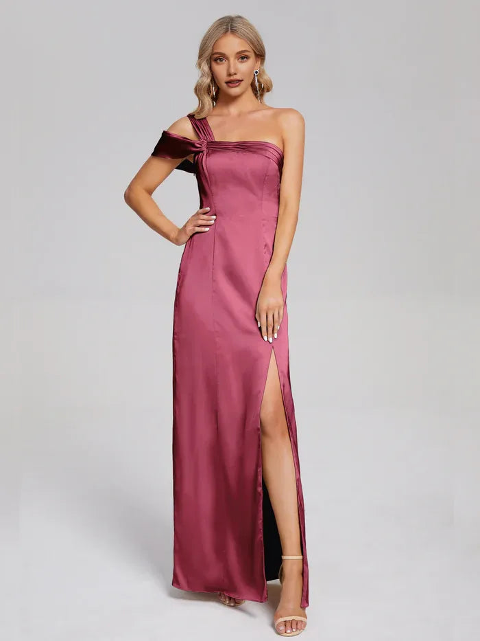 Charming Sheath/Column One Shoulder Sleeveless Backless Floor-Length Prom Dress