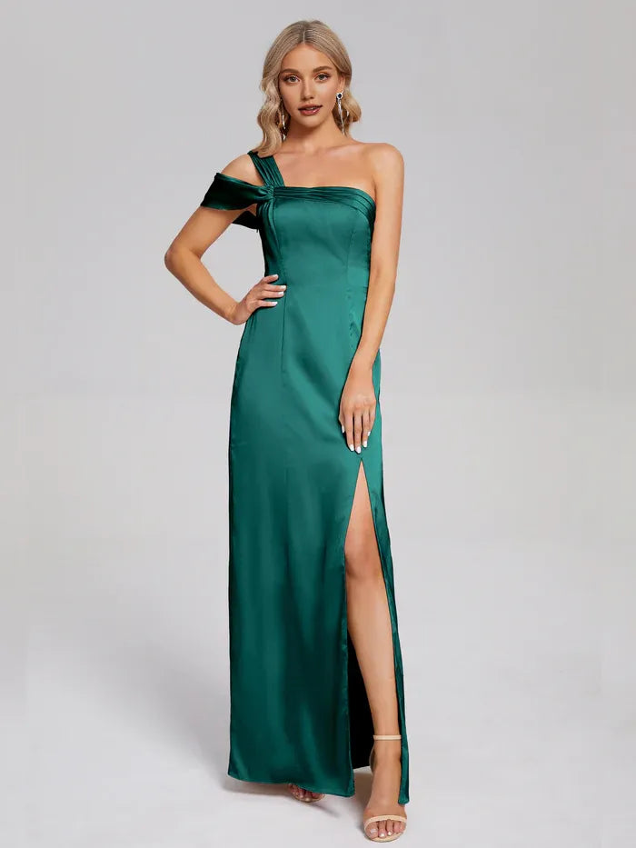 Charming Sheath/Column One Shoulder Sleeveless Backless Floor-Length Prom Dress