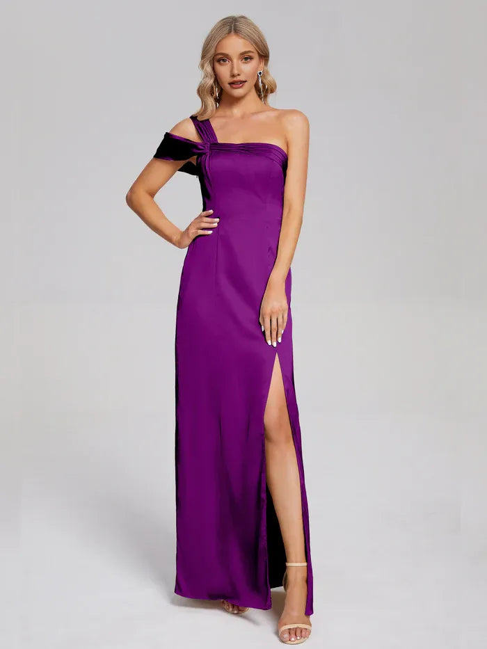 Charming Sheath/Column One Shoulder Sleeveless Backless Floor-Length Prom Dress