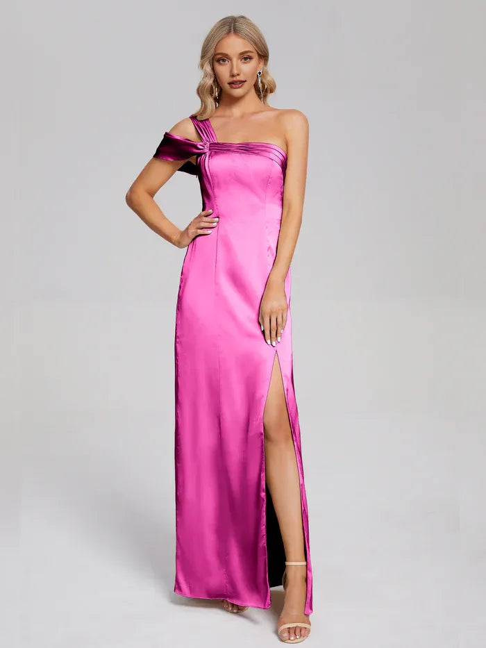 Charming Sheath/Column One Shoulder Sleeveless Backless Floor-Length Prom Dress