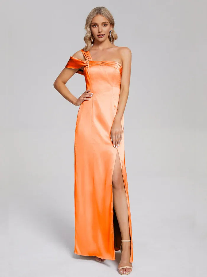 Charming Sheath/Column One Shoulder Sleeveless Backless Floor-Length Prom Dress