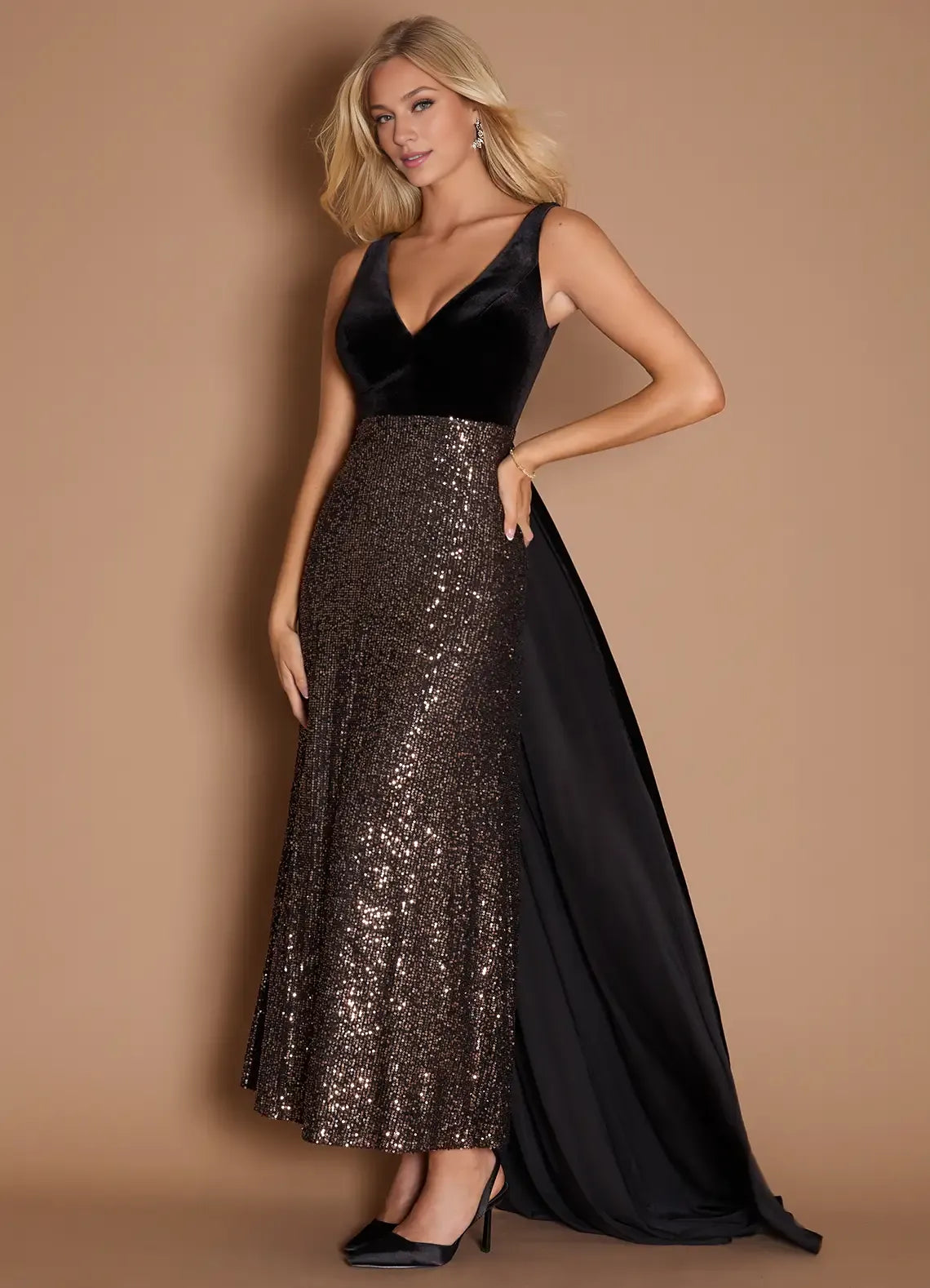 Charming Sheath V Neck Sleeveless Backless Ankle-Length Evening Dress