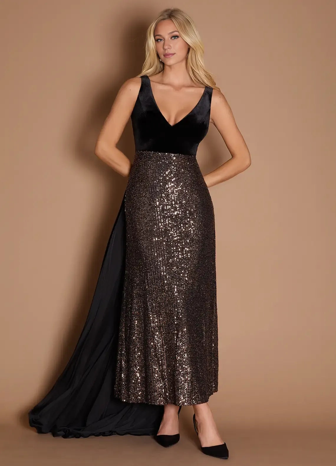 Charming Sheath V Neck Sleeveless Backless Ankle-Length Evening Dress