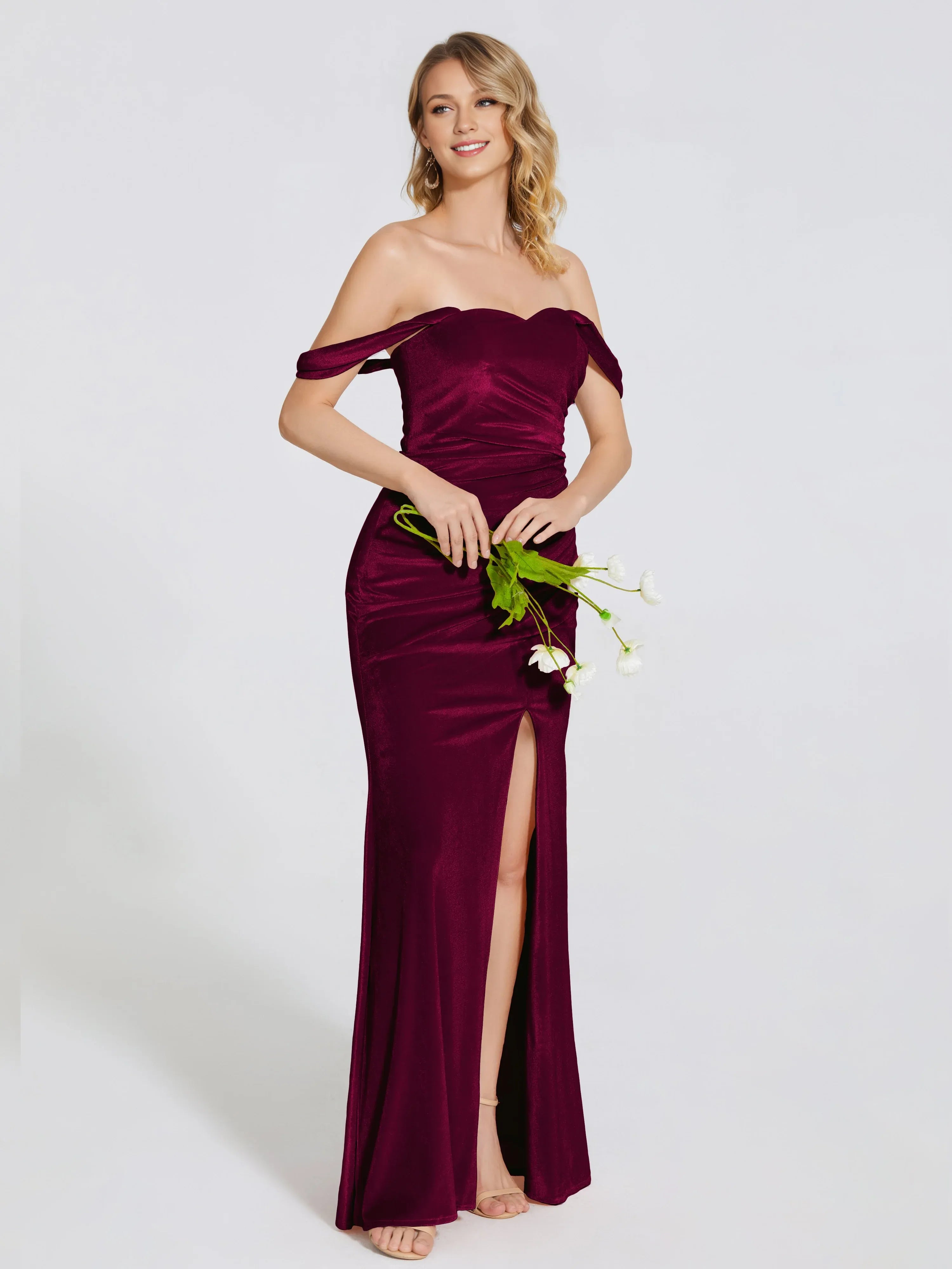 Chic Trumpet Off Shoulder Sleeveless Backless Floor-Length Prom Dress