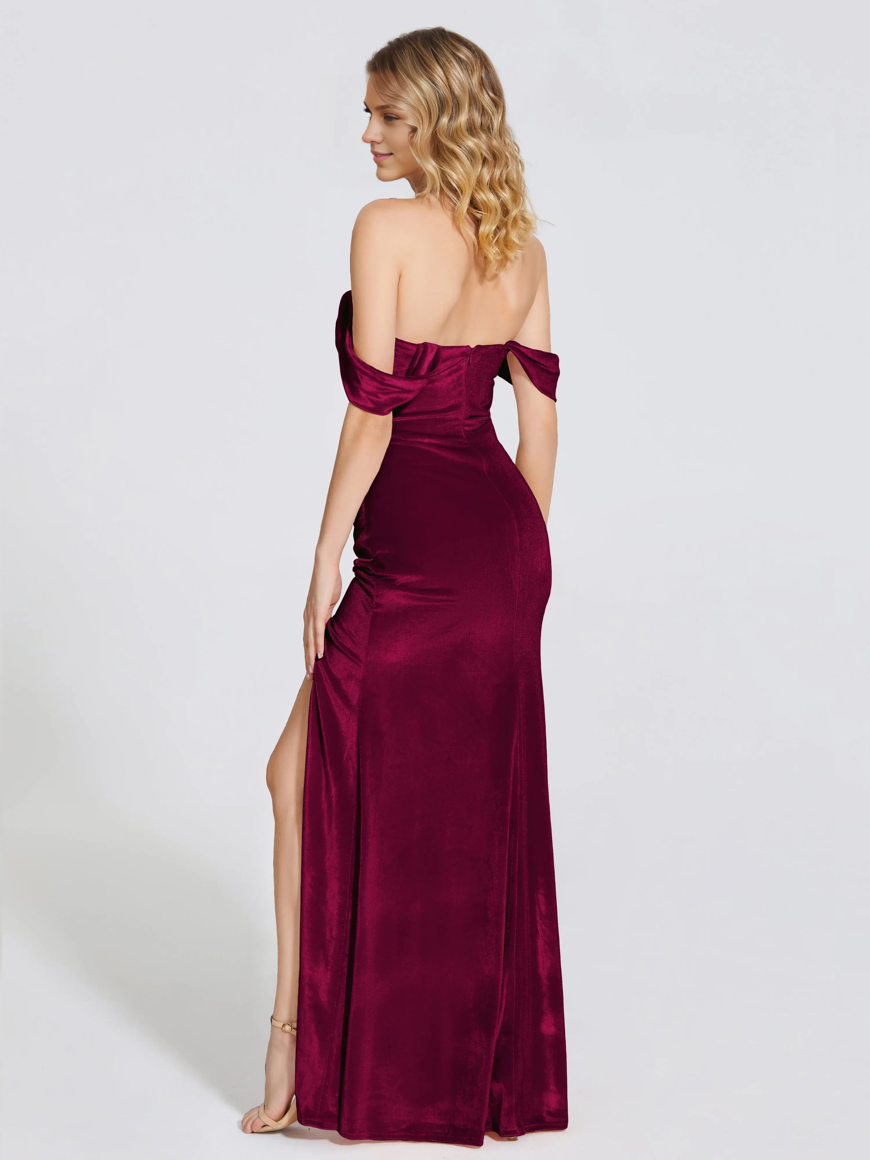 Chic Trumpet Off Shoulder Sleeveless Backless Floor-Length Prom Dress