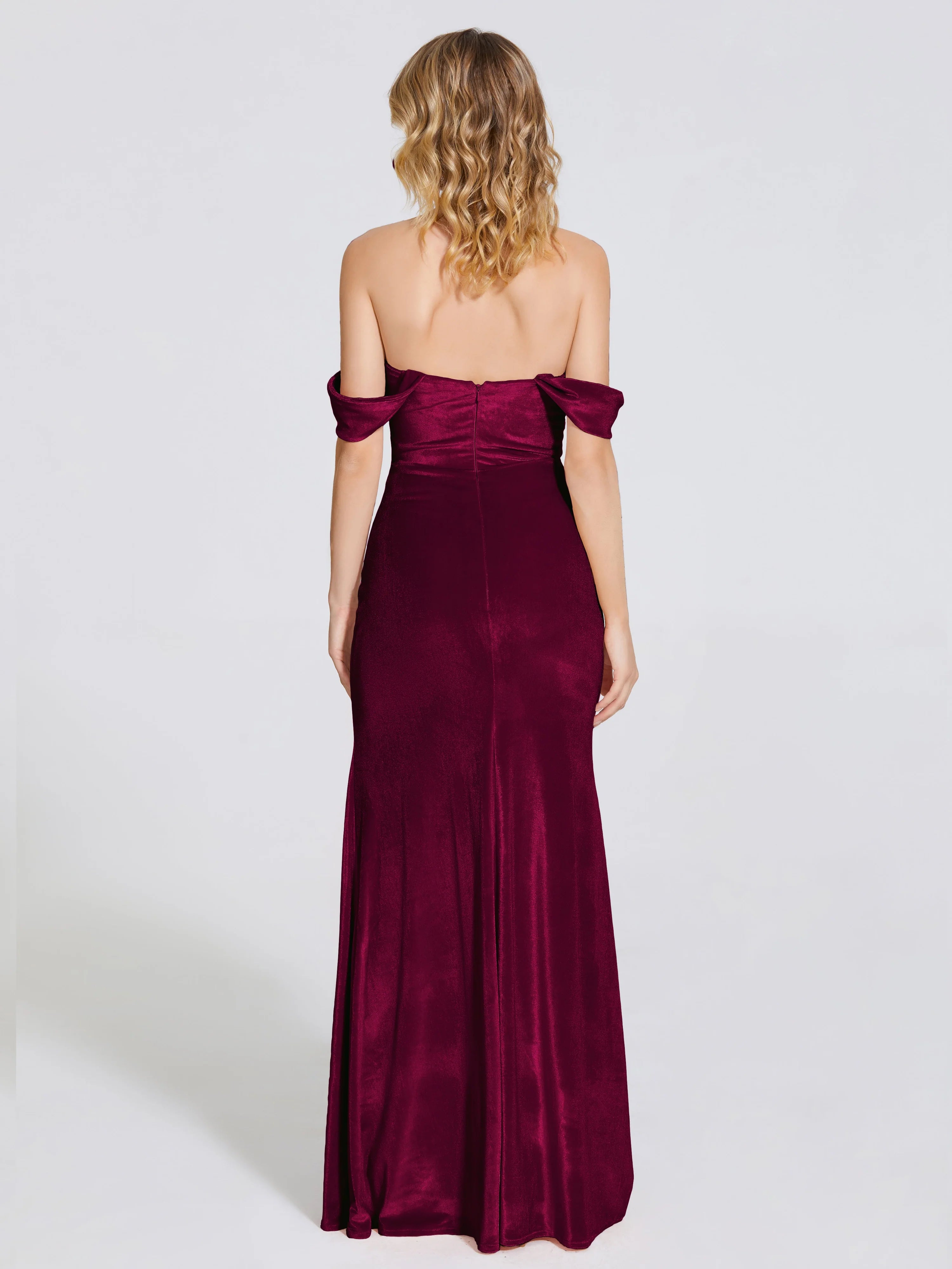 Chic Trumpet Off Shoulder Sleeveless Backless Floor-Length Prom Dress