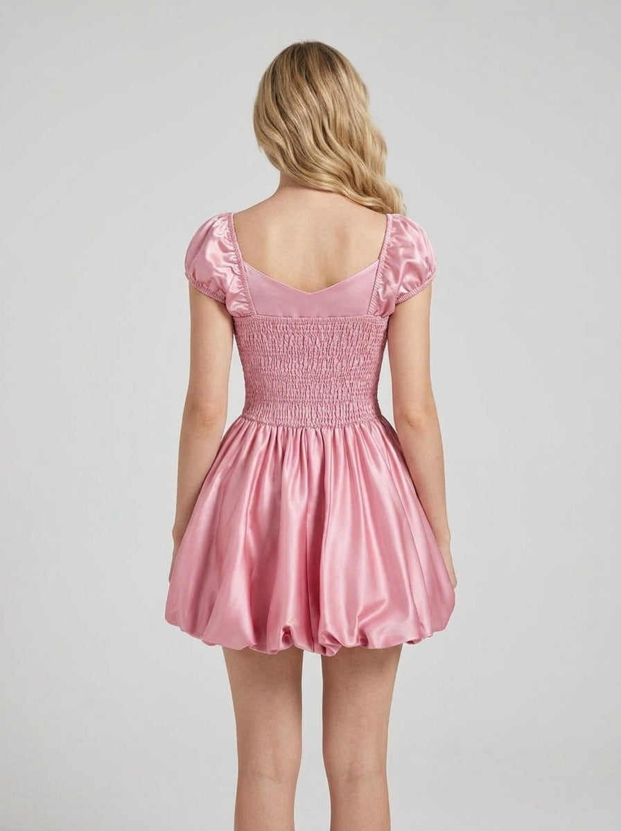 Charming A-Line Sweetheart Ruched Blush Pink Short Homecoming Dress With Bubble Hem