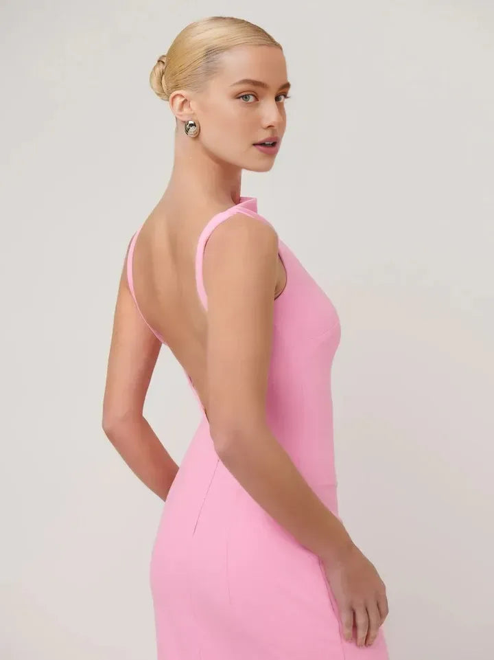 Charming Sheath/Column Boat Neck Sleeveless Backless Floor-Length Prom Dress