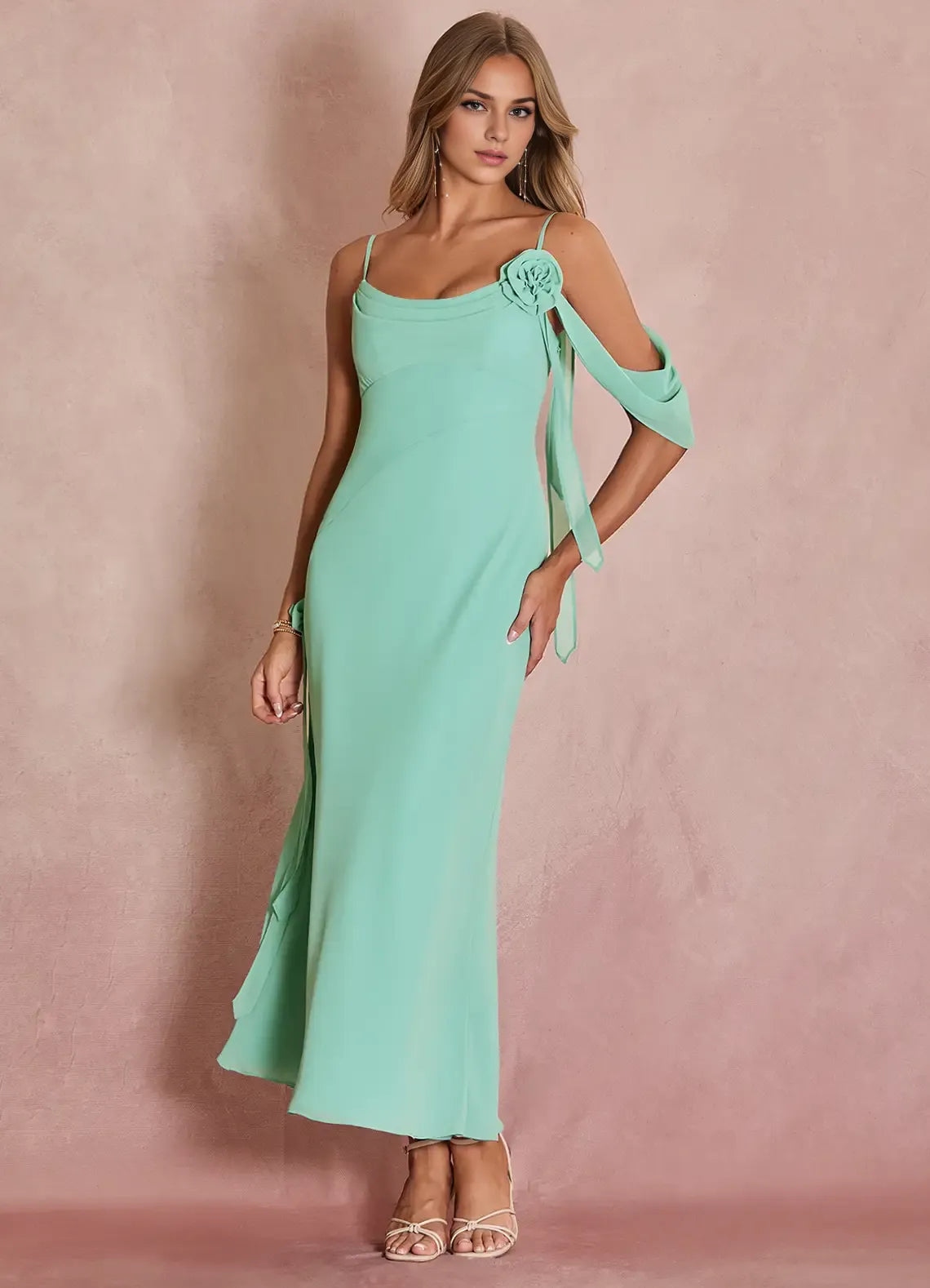 Charming sheath Off-the-shoulder Sleeveless Backless Ankle-Length Evening Dress
