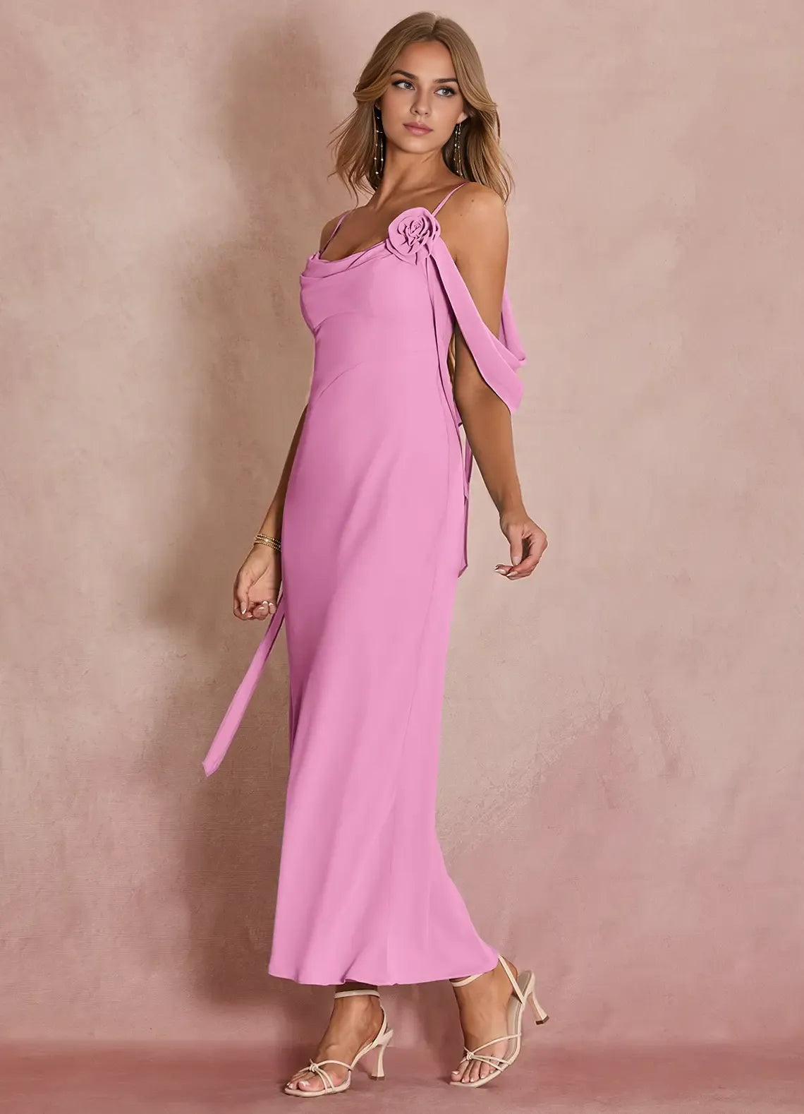 Charming sheath Off-the-shoulder Sleeveless Backless Ankle-Length Evening Dress