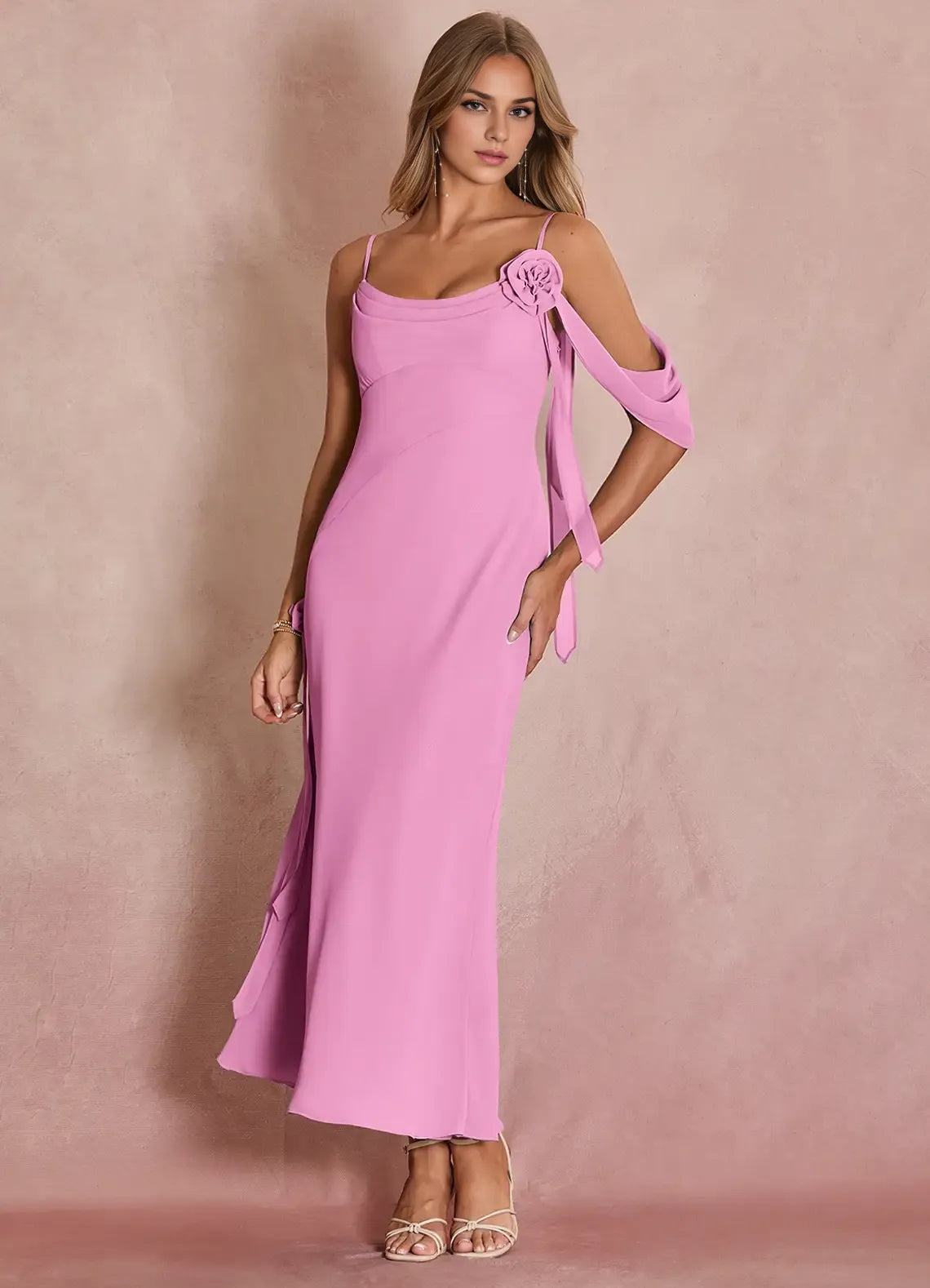 Charming sheath Off-the-shoulder Sleeveless Backless Ankle-Length Evening Dress