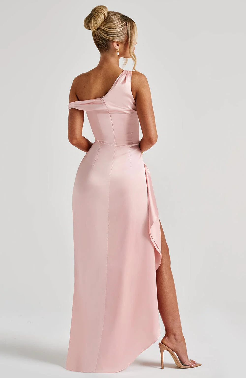 Cheap Sheath/Column Asymmetrical Neck Sleeveless Side Slit Floor-Length Prom Dress