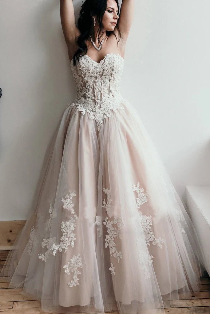 Prom Dresses Stores Cheap Sweetheart A Line Appliques Long Prom Dress Sexy Evening Dresses Formal Women's Dresses