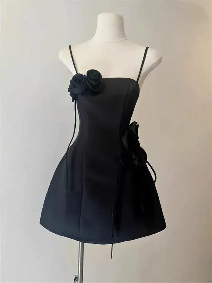 Chic A-Line Square Neck Sleeveless Satin Mini Homecoming Dress