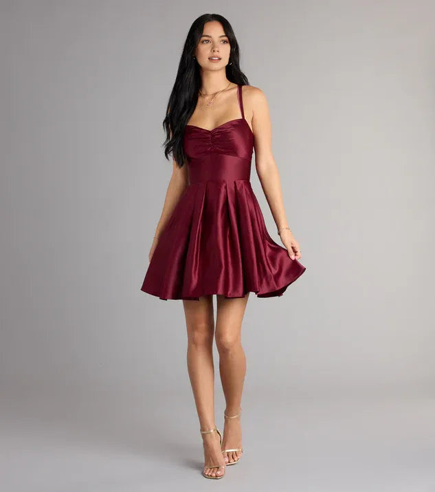 Chic A-Line/Princess Sweetheart Sleeveless Lace-Up Short-Mini Homecoming Dresses