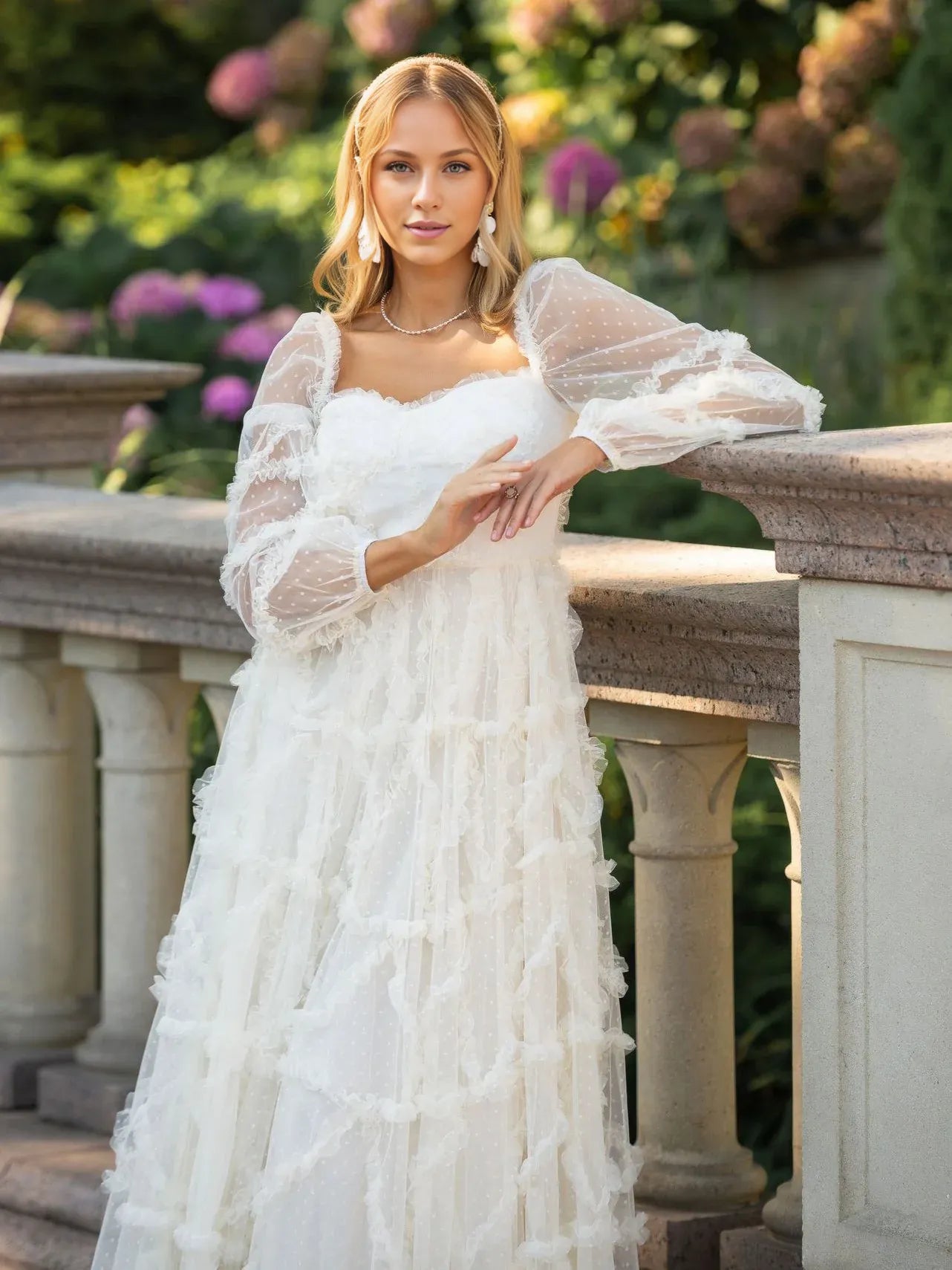 Chic A-line Sweetheart Neck Long Sleeve Zipper Up Floor-Length Prom Dress