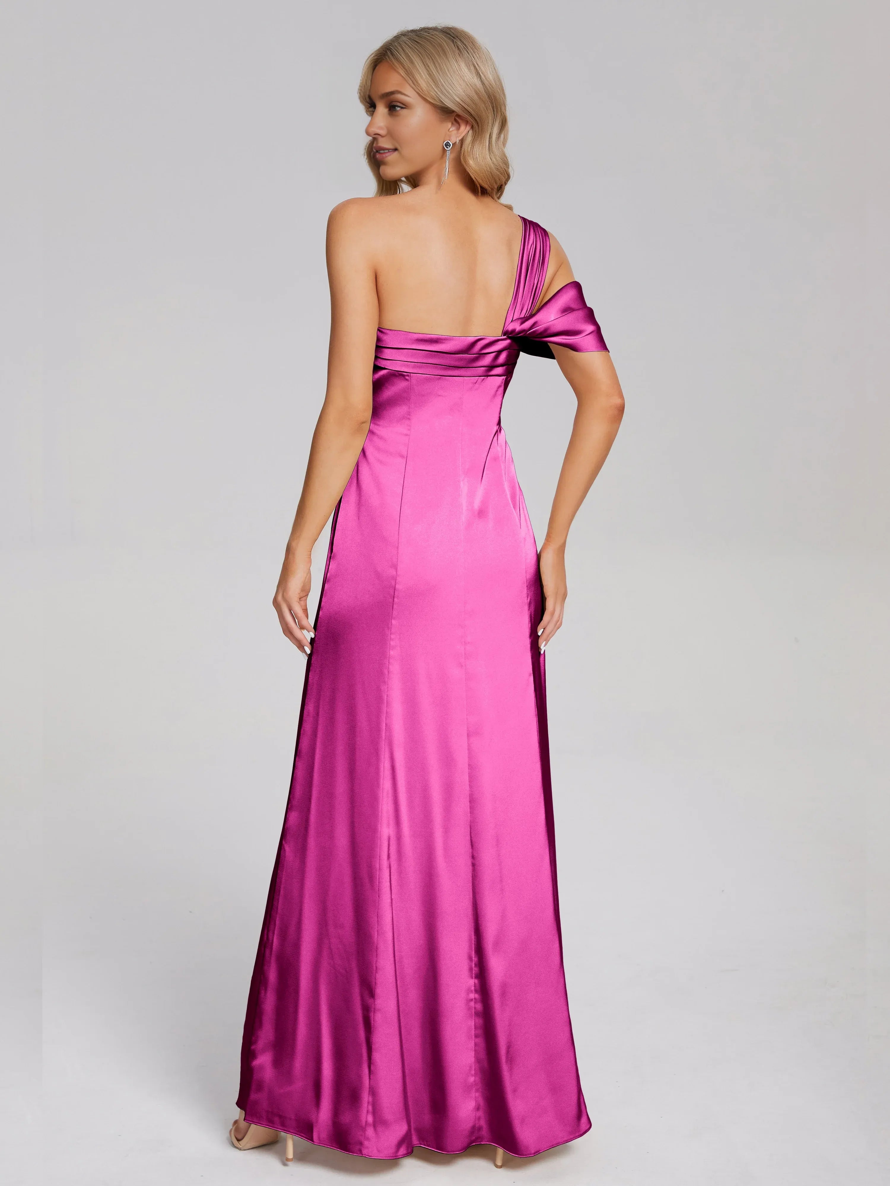 Chic Column/Sheath One Shoulder Sleeveless Backless Floor Length Prom Dress