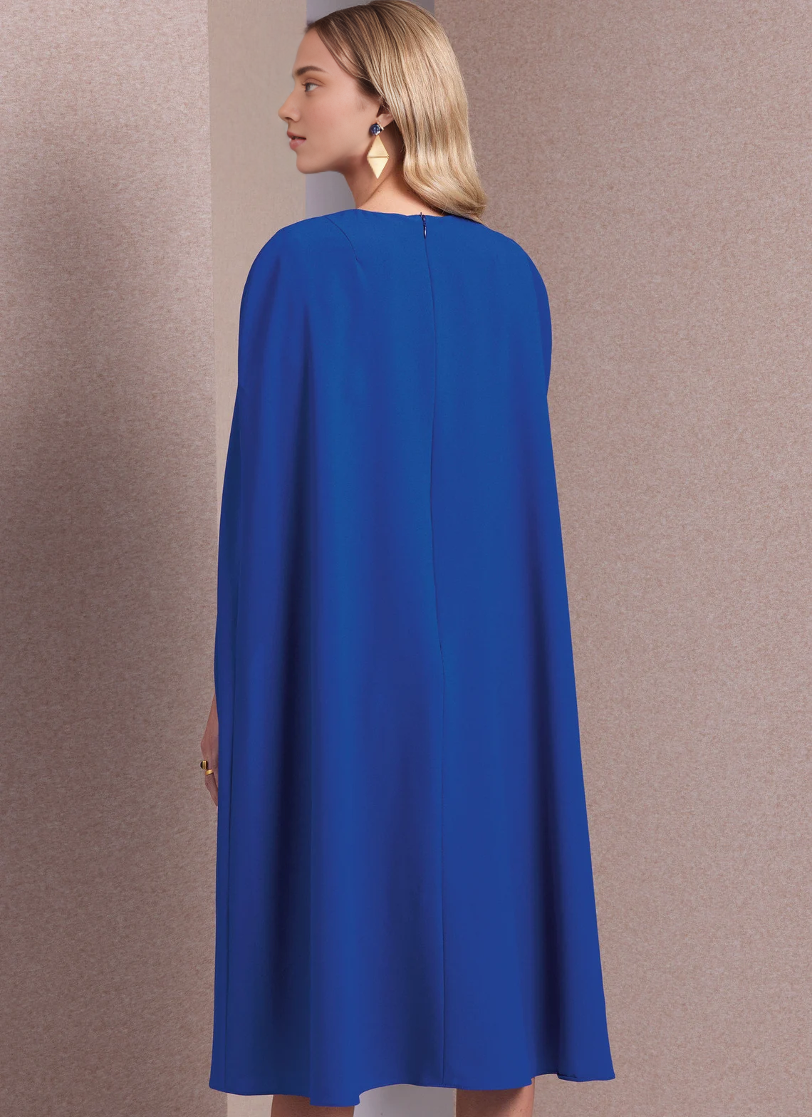 Vestido elegante de sirena con mangas largas, cuello redondo, capa, largo hasta la rodilla, para fiesta de graduación y cóctel 