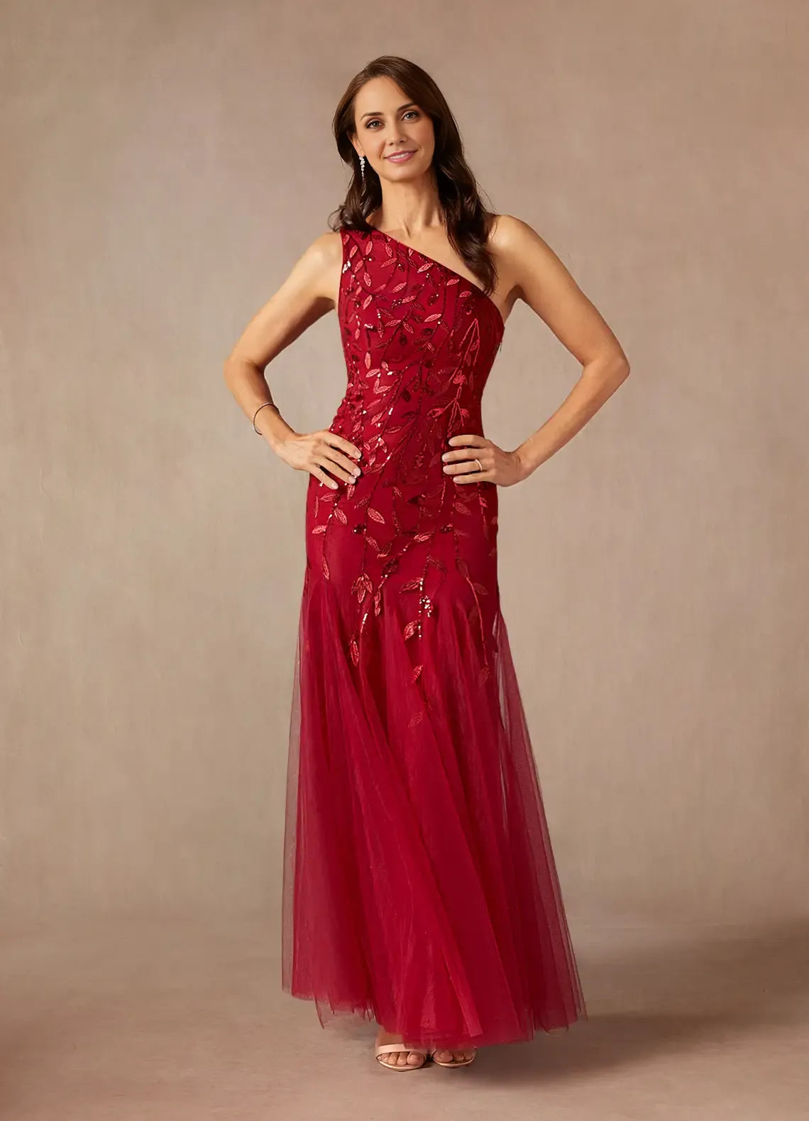 Chic Mermaid One-Shoulder Sleeveless Side Zip Floor-Length Mother of the Bride Dress