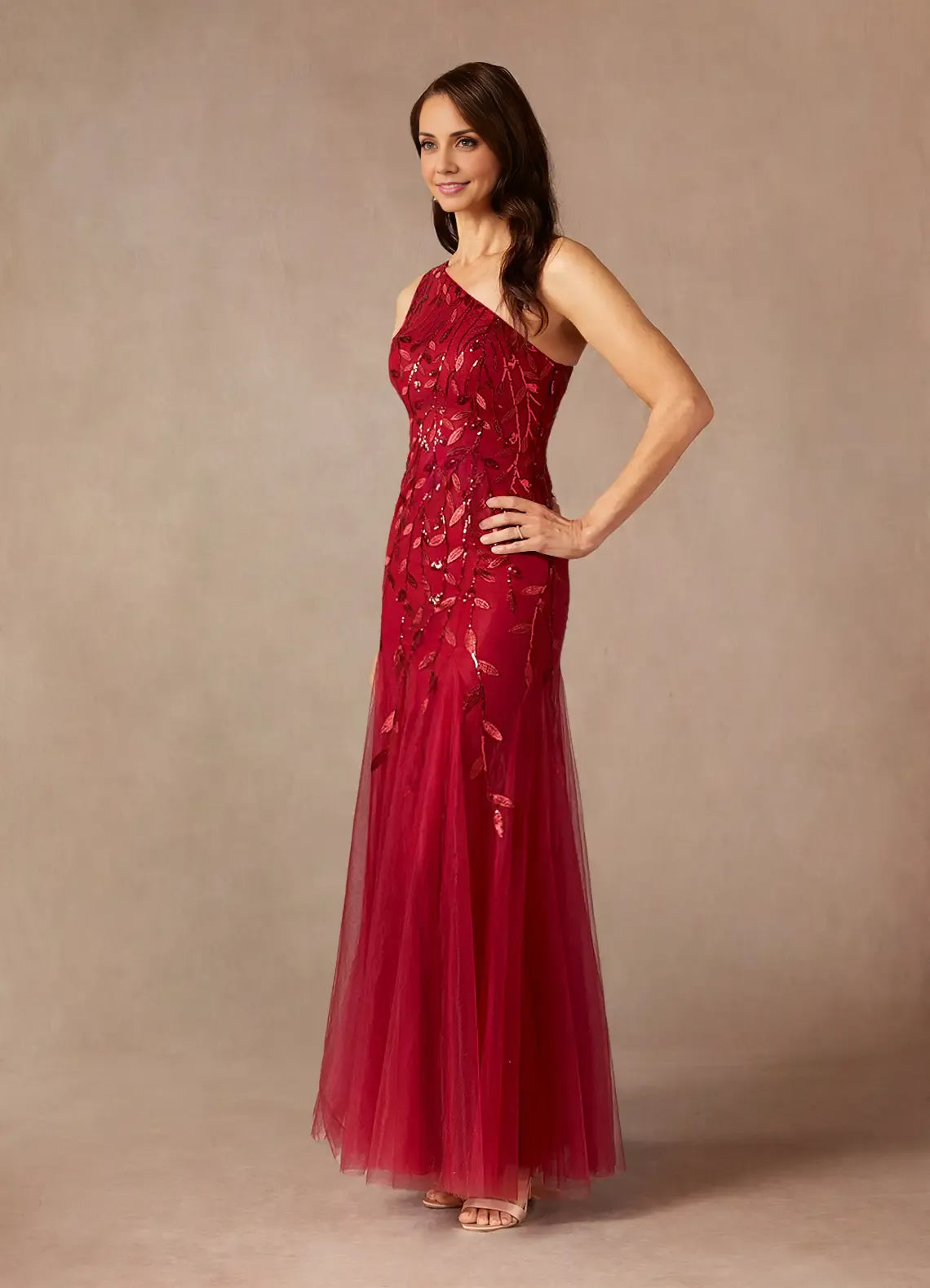 Chic Mermaid One-Shoulder Sleeveless Side Zip Floor-Length Mother of the Bride Dress