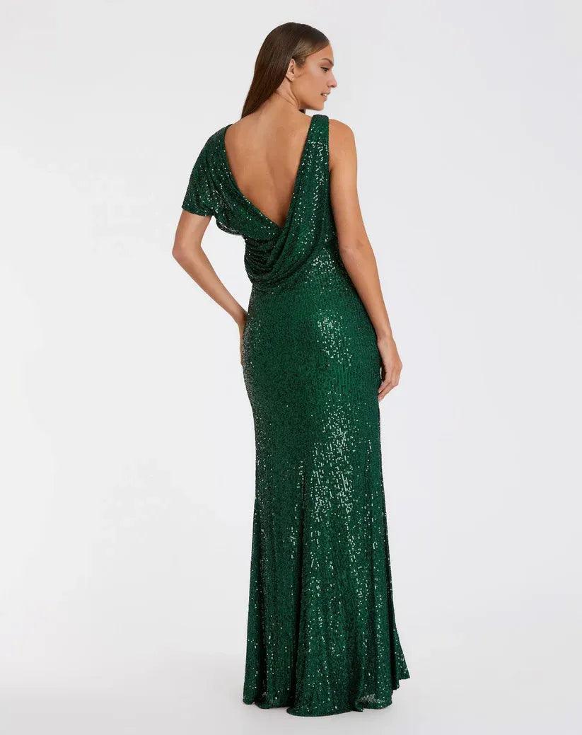 Chic Mermaid Plunge Neck Sleeveless Backless Sweep/Brush Train Prom Dress