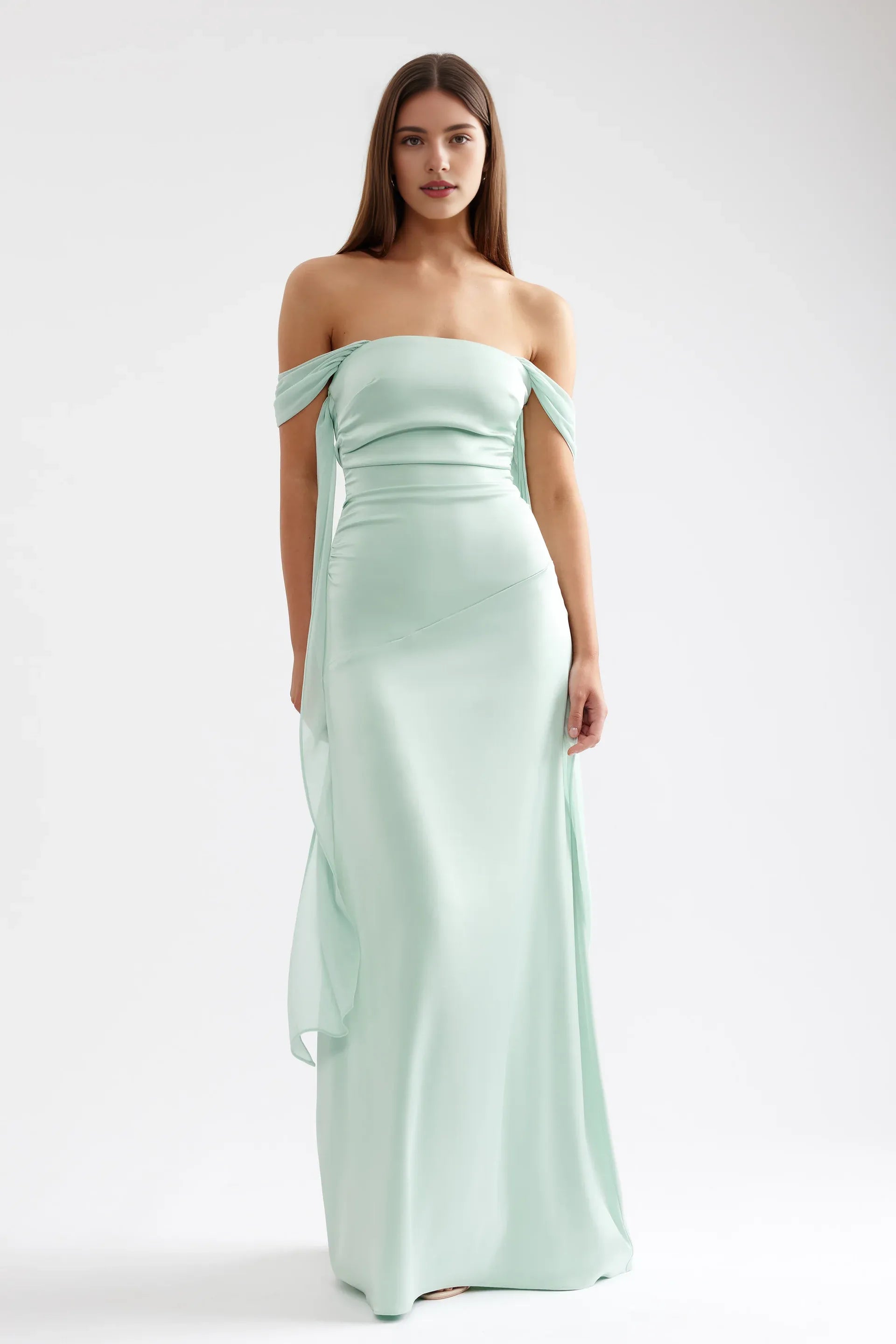 Chic Mermaid/Trumpet Off the Shoulder Sleeveless Backless Floor-Length Prom Dress