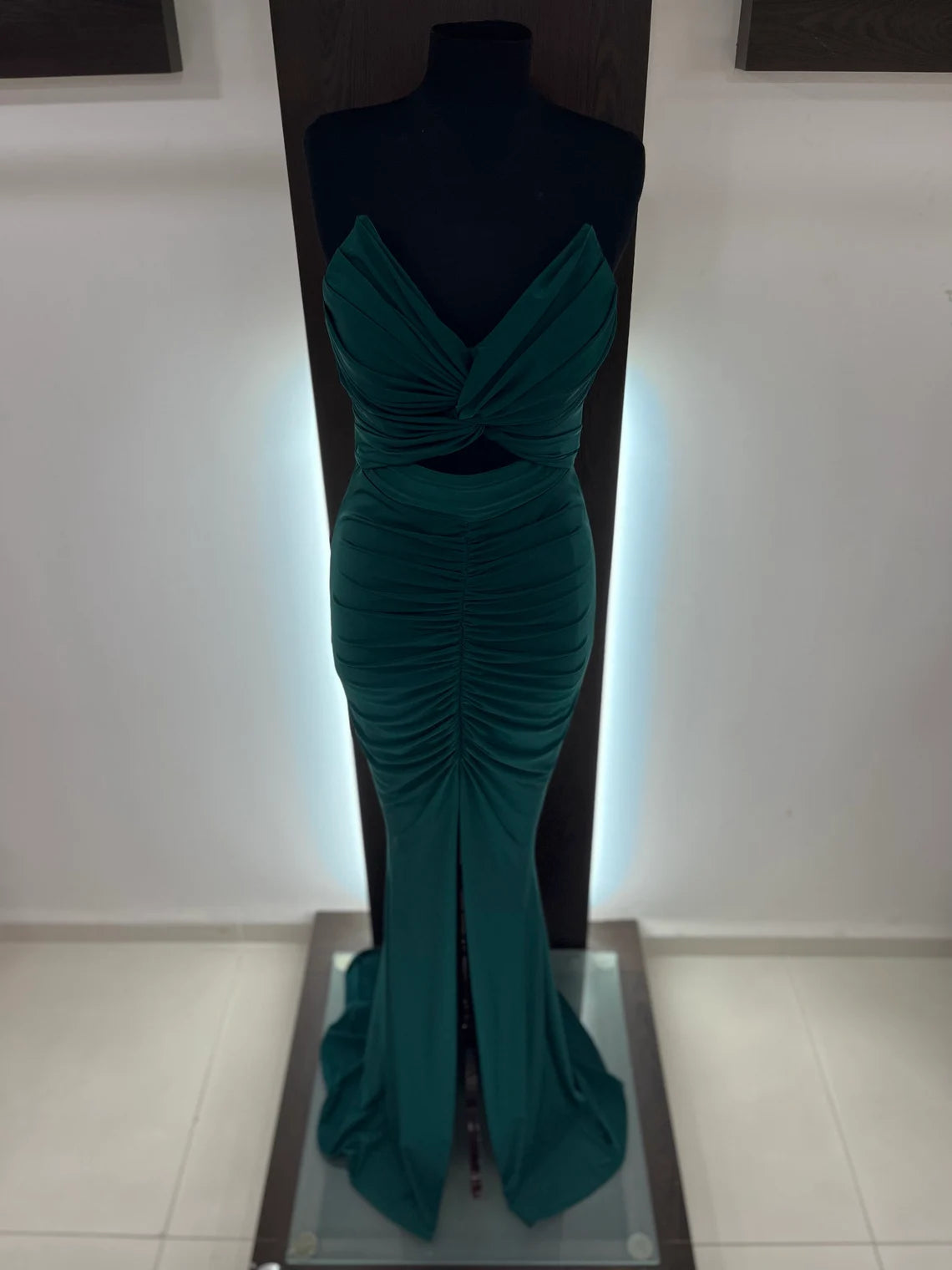 Vestido elegante de fiesta de graduación de sirena, sin mangas, con hombros descubiertos y largo hasta los tobillos 