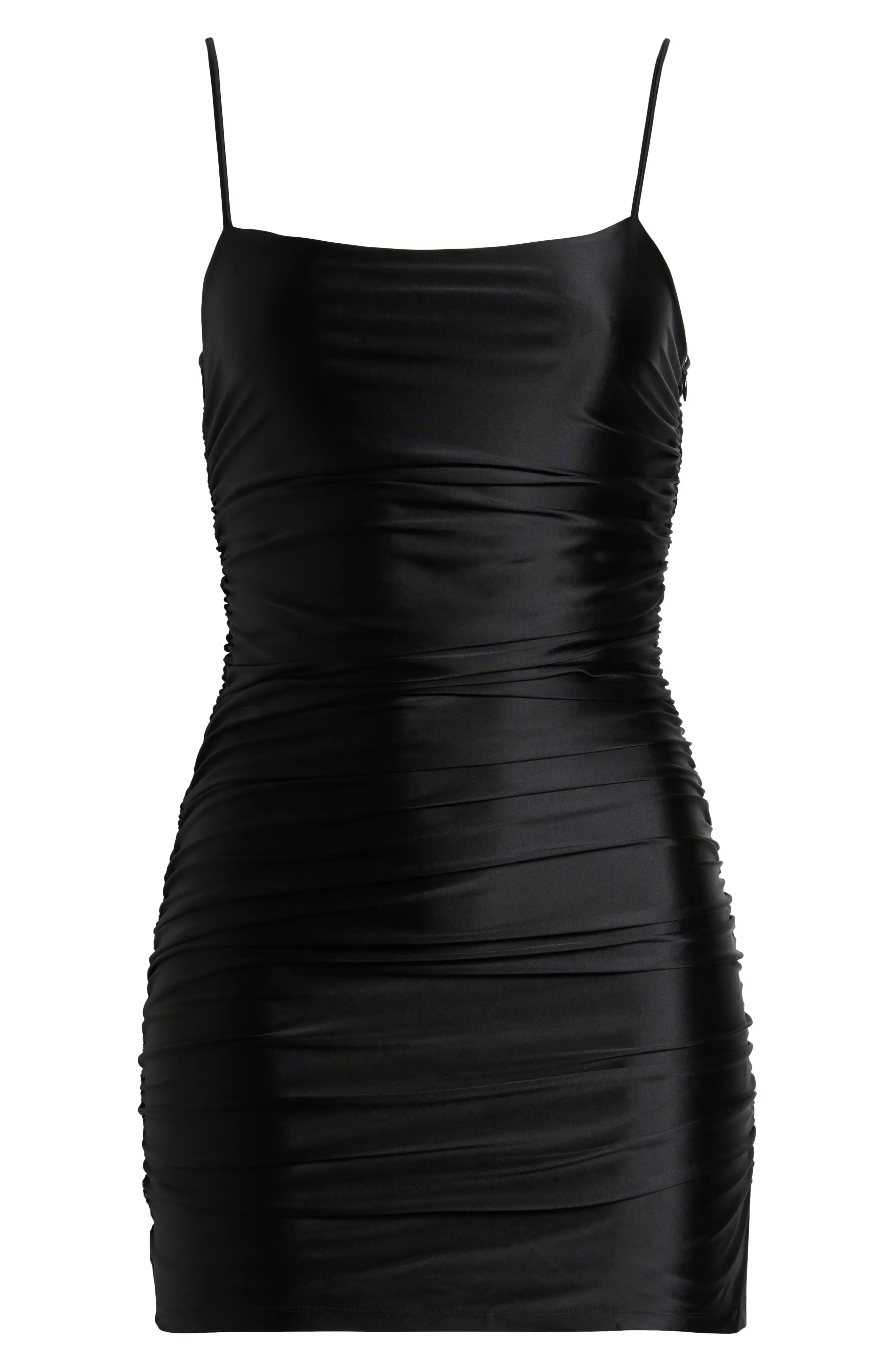Chic Sheath/Column Spaghetti Straps Sleeveless Backless Short-Mini Homecoming Dress