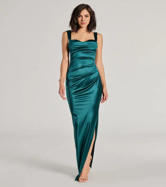 Chic Slim-fit Cowl Neck Sleeveless Backless Floor-Length Prom Dress
